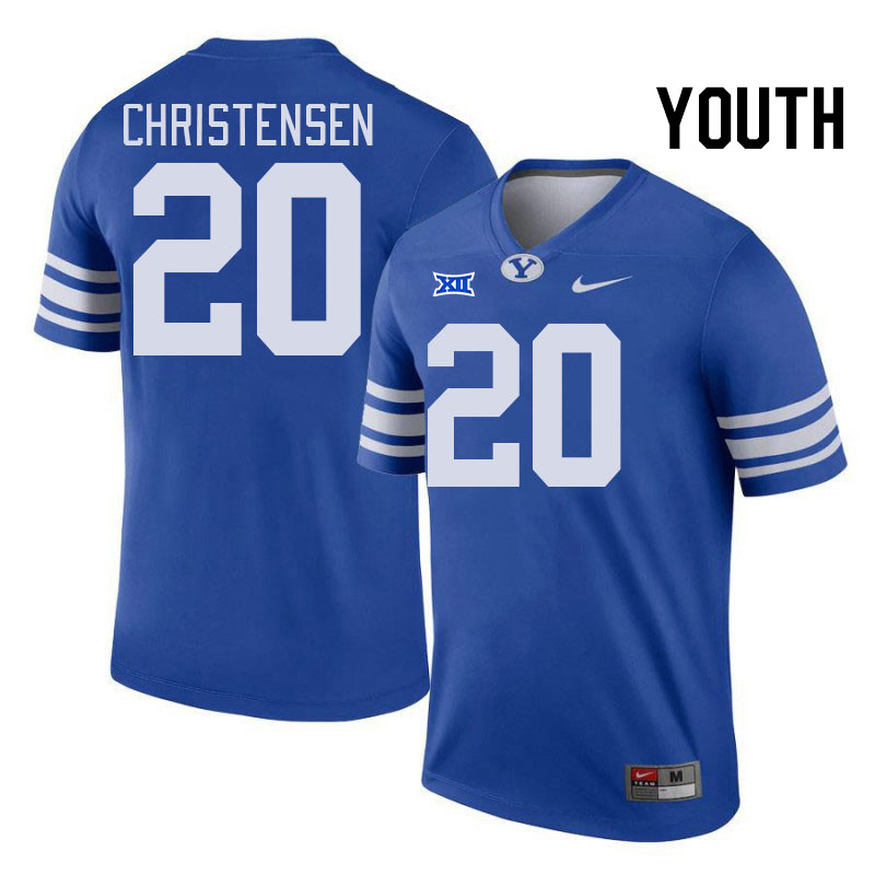 Youth #20 Dane Christensen BYU Cougars College Football Jerseys Stitched Sale-Royal